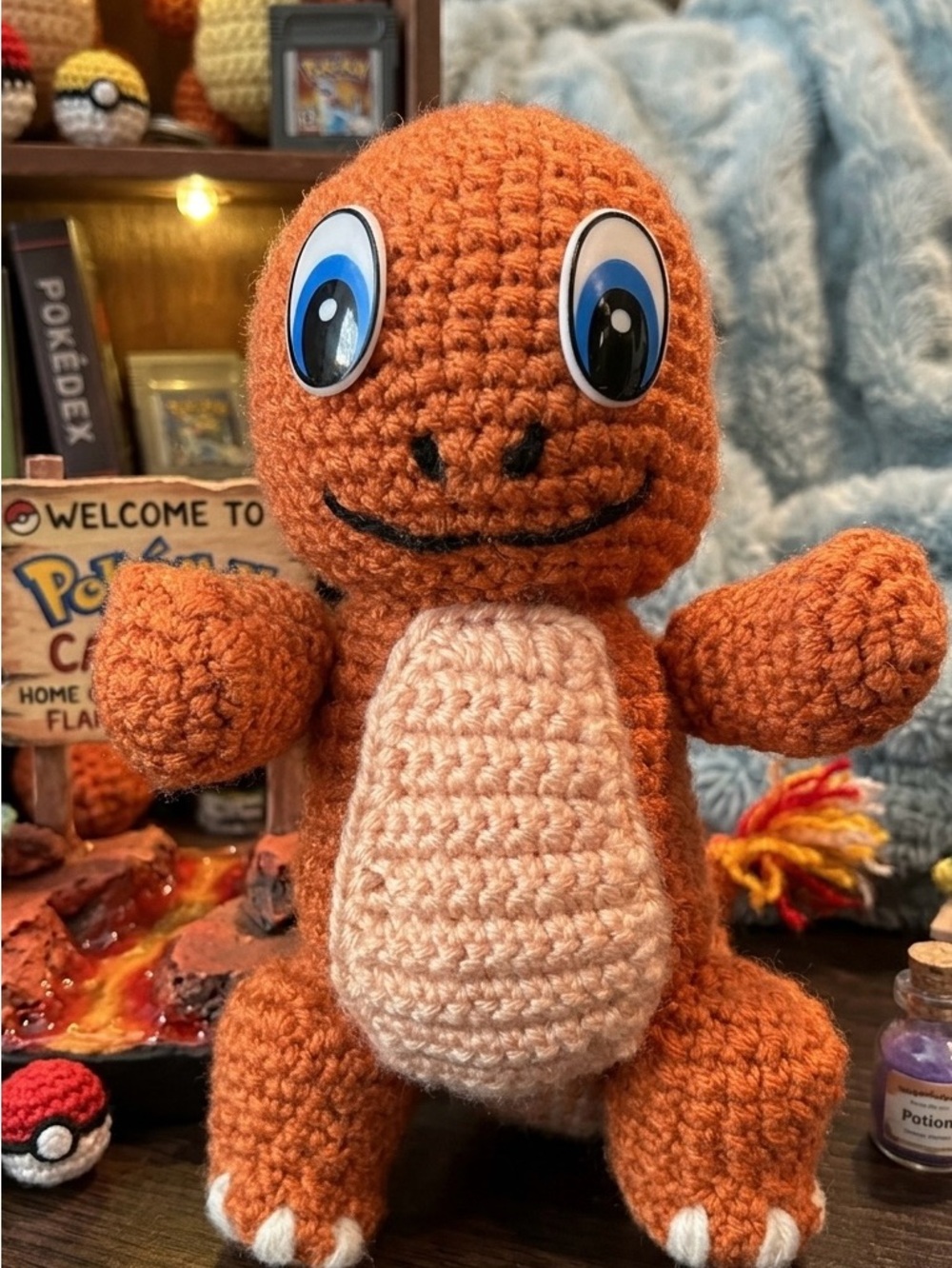 Handmade Crochet Charmander Plush - Orange & Cream